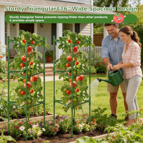 4 Pack Extra Wide Tomato Cages for Garden Up to 47.2'',Tall Metal Plant Supports for Raised Garden Bed, Foldable & Sturdy Steel Stake Cages for Tomato, Eggplant,Pepper, Pea﻿ (4 Pack) - size: 4 Pack