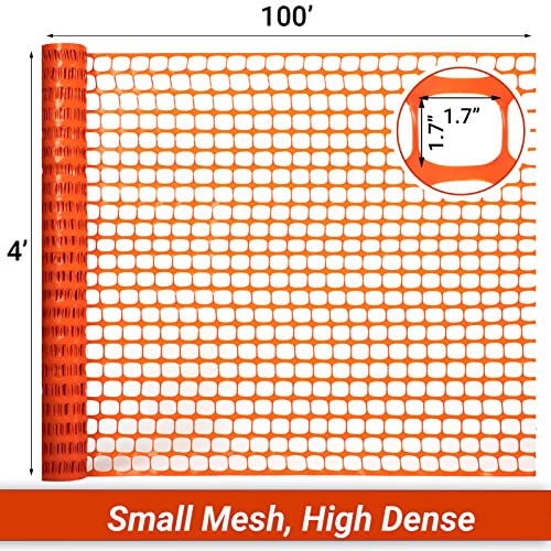 DOEWORKS Plastic Safety Fence, 4 ft x 100 ft Barrier Netting, Orange - color: Orange