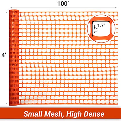 DOEWORKS Plastic Safety Fence, 4 ft x 100 ft Barrier Netting, Orange - color: Orange