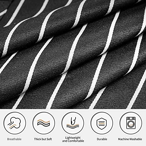 NLUS 2 Pack Cooking Aprons for Women with Pockets Adjustable Kitchen Bib Aprons for Women Men Chef, Black/White Stripe (Classic Black/White Stripes) - color: White/Black-2