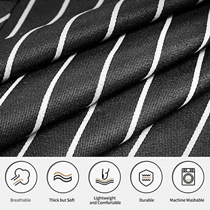 NLUS 2 Pack Cooking Aprons for Women with Pockets Adjustable Kitchen Bib Aprons for Women Men Chef, Black/White Stripe (Classic Black/White Stripes) - color: White/Black-2