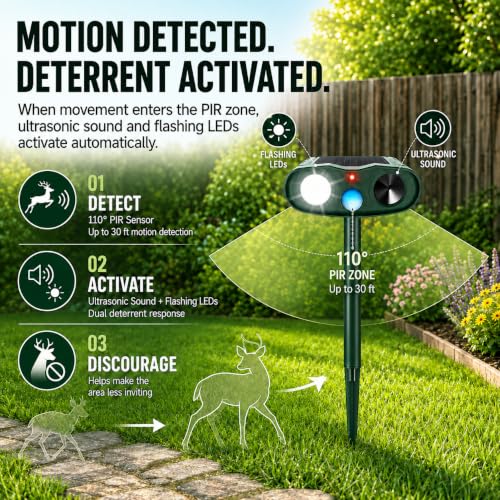 2026 Sonic Fortress Pro Deer Repellent Solar Ultrasonic Animal Repellent