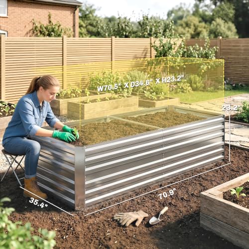 Outsunny Galvanized Raised Garden Bed Kit, 6' x 3' x 2', Silver - color: Silver, size: 6' x 3' x 2'