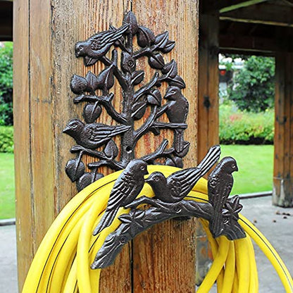 Garden Hose Holder Cast Iron Heavy Duty Water Hose Hanger, Outside Wall Mount, Solid Metal Decorative Rack/Organizer/Stand, Easy to Install, Hold Up to 50/75/100 ft (Hose holder - Hummingbird) - style: Hose holder - Hummingbird