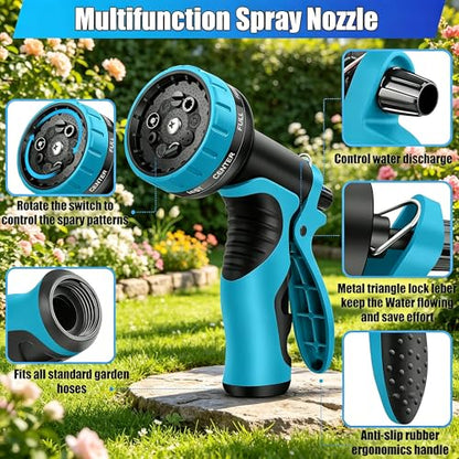 10 Spray Modes Multi-Functional Garden Hose Nozzle, All-Purpose Water Sprayer for Gardening, Cleaning & Pet Care
