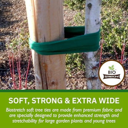 Bio-Stretch Soft Tree Ties & Garden Tape for Young Trees, 8M Green - size: Extra Wide 26 ft / 8M