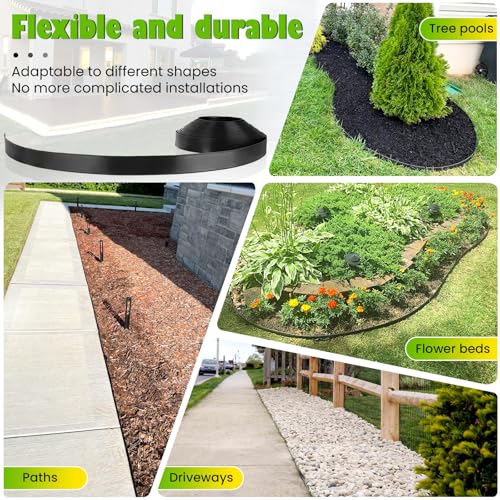 Garden Edging Coil 2" x 100', Landscape Edging Kit with 120 Spikes