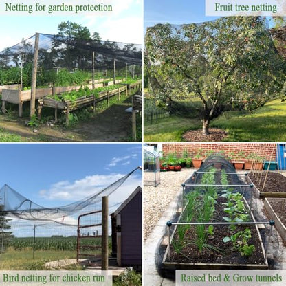 25x25 FT Bird Netting, 1/2" Mesh, Heavy Duty Garden Netting - size: 25x25FT-1/2inch