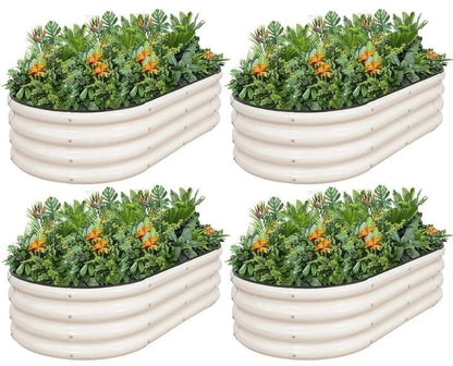 1MORE Galvanized Raised Garden Bed Outdoor,Planter Bed 4x2x1ft,White,4-Pk - color: White