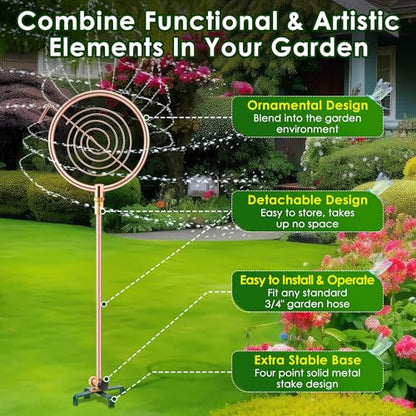 34" Ornamental Sprinkler, 360° Rotating, Circle Ring - style: Circle Ring
