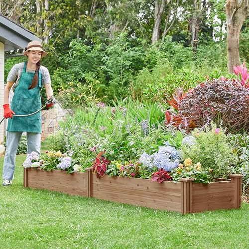 Yaheetech Raised Garden Bed Planter Box for Vegetables Growing, Dark Brown - color: Dark Brown, size: 8ft x 2ft