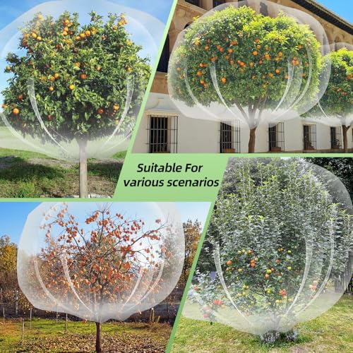 2PCS Large Fruit Tree Netting with Drawstring and Zipper, 8 x 8FT Blueberry Bush Netting Cover, Garden Bird Netting Plant Cover for Protect Plant Fruit Flower from Birds, Bugs, Cicadas, Insects - color: 2pcs-8x8ft