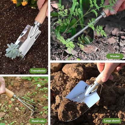 Gardening Tool Set of 8 PCS Stainless Steel Garden Tool Set with Garden Tool Bag Gardening Hand Tools,Ideal Gardening Gifts for Men and Women - color: Flower set