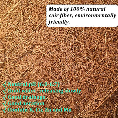 14 inch Coco Liner for Planters, 2PCS Half Round Replacement Plant Basket Liners Coco Fiber Liner for Hanging Basket Wall Flower Basket, Half Circle Wall Planter - size: 14 inch