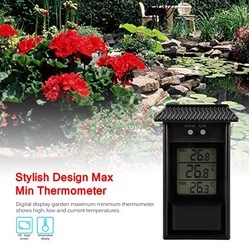 Min Max Thermometer, LCD Digital Wall Mount Greenhouse Temperature - color: Black