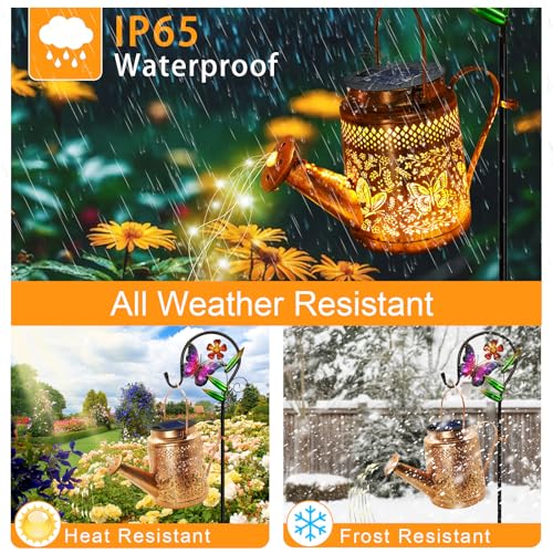 Solar Watering Can Lights, Butterfly Hanging Lantern Solar Lights Outdoor - style: Butterfly