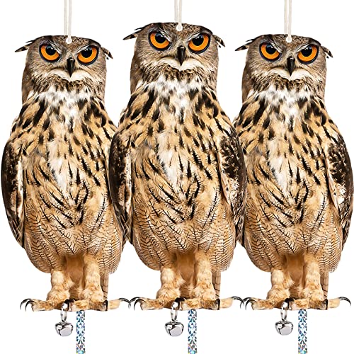 Owl to Keep Pigeon s Away, 3 Pack Pigeon Scare Fake Owl - color: Brown Owl 3PCS