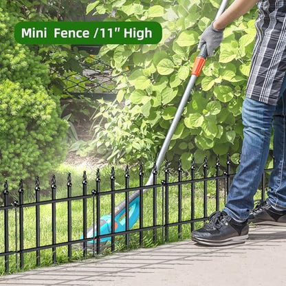 Decorative Metal Garden Fence 11" x 12', Small Fence Border with Stakes - size: 11″H x 12ft（10 Panels）