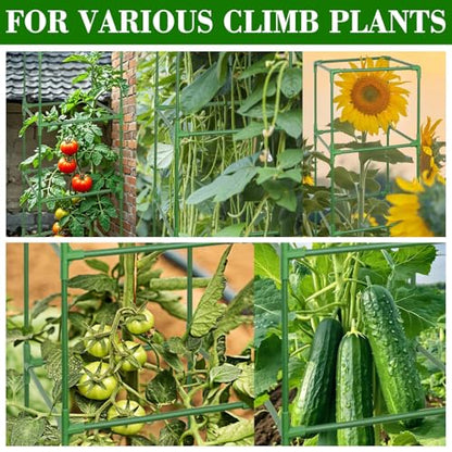 ZeeDix 4 Pack Square Tomato Cages for Garden with Clips 45 Inch - color: Green-4 Pack, size: 45-inch