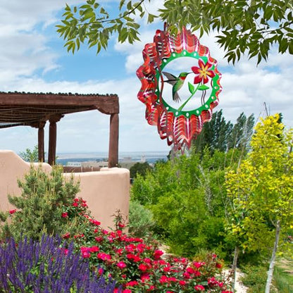 Ruby-Throated Bird Wind Spinner, Hummingbird Wind Spinners - color: Ruby-throated Hummingbird