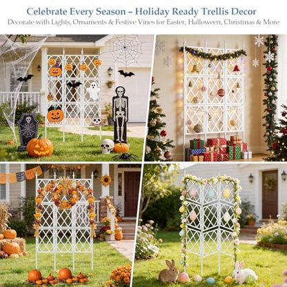 5.25FT White Garden Trellis for Climbing Plants Outdoor - color: White
