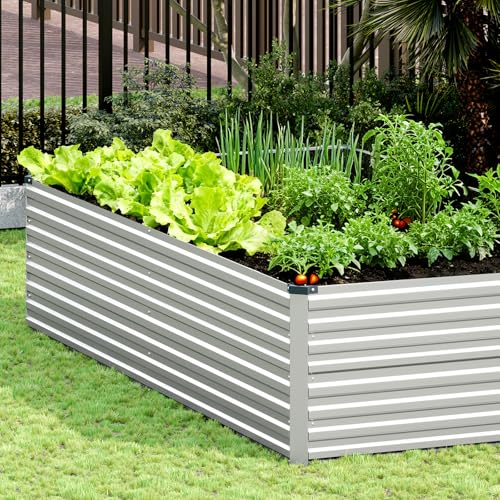 Vengarus 8x4x2ft Galvanized Raised Garden Bed,Metal Raised Beds Kit Silver - color: Silver, size: 8x4x2 ft