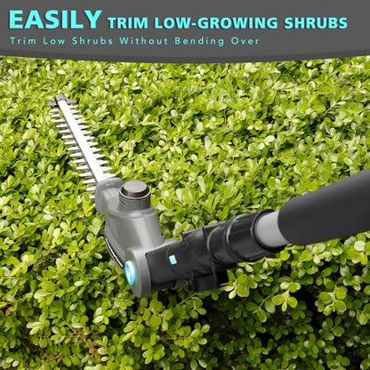 20V Cordless Telescopic Pole Hedge Trimmer Long Reach Extendable Hedge Cutter - 1x 2.0AH Battery, Shoulder Strap, Fast Charger - for Hedges, Branches