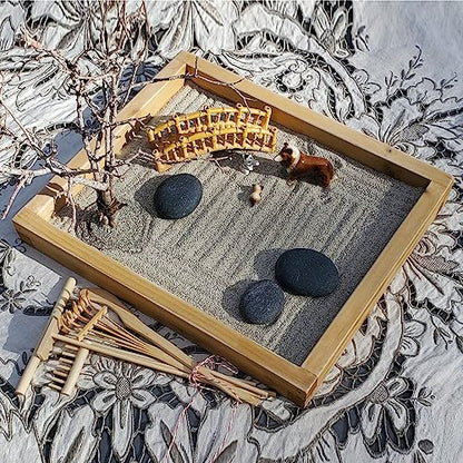 24 PCS DIY Sand Zen Garden Tools, Mini Zen Garden Rake Sets for Serenity and Spiritual Meditation, Tasteful and Elegant Zen Garden Accessories for Home Decor, and Father or Mother's Gift, by GNIEMCKIN