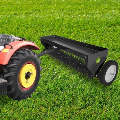 Garvee 40" Tow-Behind Lawn Aerator – Heavy-Duty Core Aeration Tool with Universal Hitch, Adjustable Handle, Transport Wheels, Compatible with Tractors for Garden, Farm & Lawn Care