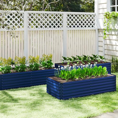 NAVINE 6x3x2ft Outdoor Metal Raised Garden Bed, Metal Planter Box, 2-Pack - color: Blue, size: 6x3x2 FT-2PC
