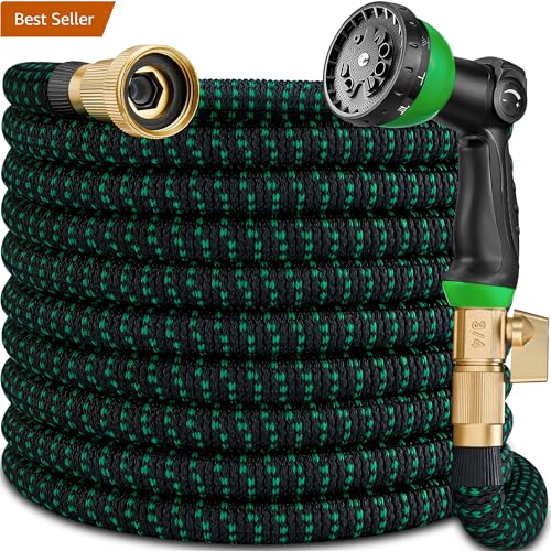 150 ft Expandable Garden Hose - Innovative Nano Superior Strength 3750D - 4 -Layer Latex Core Garden Hoses - Expanding Water Hose- Extra Strong Brass Connector/Storage Bag Garden Pipe hose
