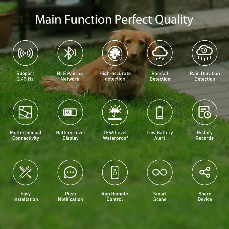 Digital Rain Gauge Outdoor, WiFi Wireless Rain Gauge Real-Time Battery Level Alert High Precision Electronic Remote Rainfall Rain Duration Detection for Yard