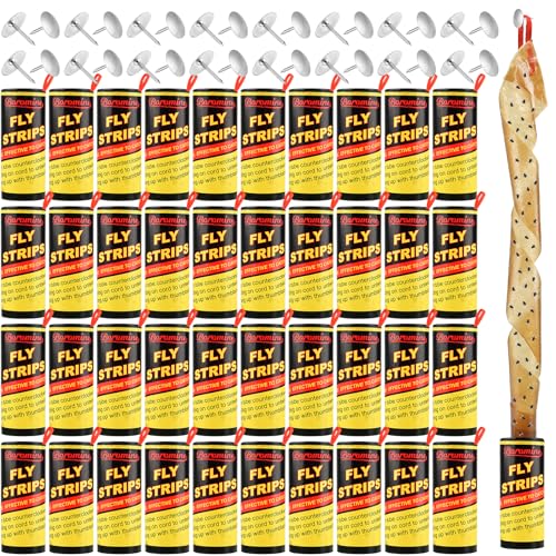 40 Rolls Fly Strips Traps for Home, Sticky Strips, Fly Paper Tape Catcher Ribbon for Gnat Fungus Fruit Flies - color: 40Pack