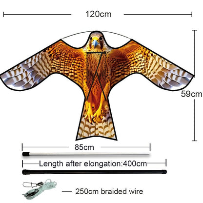 HENGDA KITE Bird Scarer Hawk Flying Kite with 4m Pole for Farm Protector(Y)