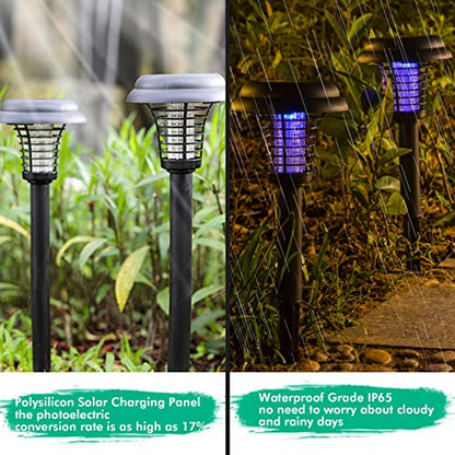 2 Pcs Solar Bug Zapper Outdoor Rechargeable Mosquito Fly Zapper Outdoor