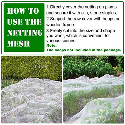 Garden Netting, Plant Covers 10x33Ft Net Ultra Fine Mesh Pest Barrier Net - size: 10ftx33ft