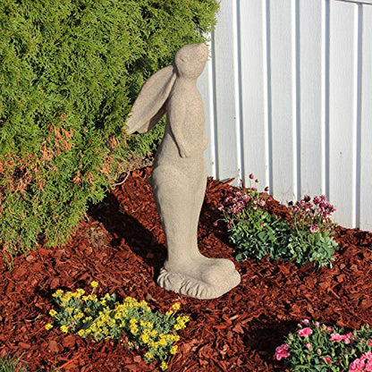 EMSCO Group Whimsical Rabbit Statue – Natural Sandstone Appearance – Made of Resin – Lightweight – 29” Height - color: Sandstone, style: Whimsical Rabbit