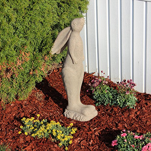 EMSCO Group Whimsical Rabbit Statue – Natural Sandstone Appearance – Made of Resin – Lightweight – 29” Height - color: Sandstone, style: Whimsical Rabbit