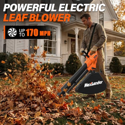 MAXLANDER 3 in 1 Electric Corded Leaf Blower, Leaf Vacuum and Leaf Mulcher - color: Amber