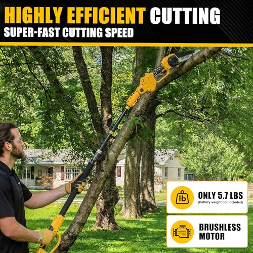 2-in-1 Cordless Pole Saw Compatible with Dewalt 20V MAX Battery (No Battery)