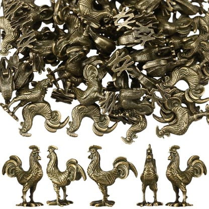 Civaner 50 Pcs Mini Rooster Figurines, Mini Brass Figurines - style: Rooster