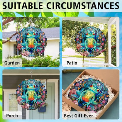 Frog Yard and Garden Wind Spinner, Unique 3D Hanging Frog Wind Spinner - color: Frog