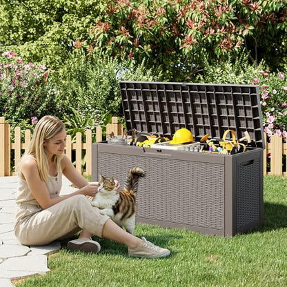 60 Gallon Outdoor Storage Box Waterproof Deck Box Patio Storage - color: Gray, style: 60Gallon