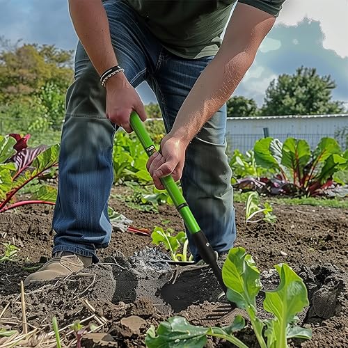 Telescopic Garden Rake, 27-40" Adjustable Hand Rake with 5 Metal Tines