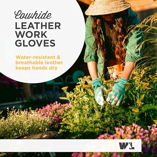 Wells Lamont Women's HydraHyde Leather Hybrid Gloves - color: Aqua/Birch, size: Medium, style: 3204