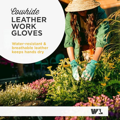 Wells Lamont Women's HydraHyde Leather Hybrid Gloves - color: Aqua/Birch, size: Medium, style: 3204
