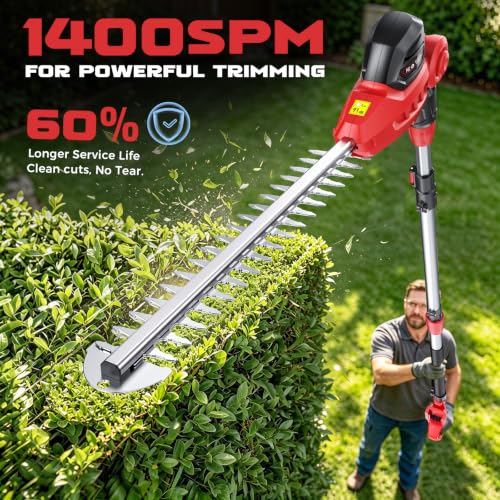 Ecarke Pole Hedge Trimmer Compatible with Milwuakee 18V (Tool Only) - color: Red
