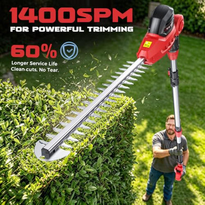 Ecarke Pole Hedge Trimmer Compatible with Milwuakee 18V (Tool Only) - color: Red
