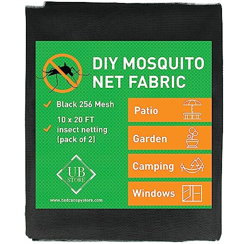 Black DIY Mosquito Net Fabric | 10x20 FT Netting 2 Pack | Insect Cover - color: Black, size: 10x20 FT (Pack of 2)