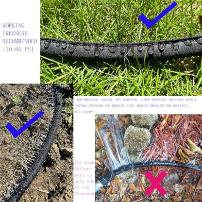 Secbulk 2026 Flat Soaker Hose 100 ft with Stakes for Garden, 50ft x 2 Linkable Drip Hose Diy Garden Irrigation System Saving 80% Water, Dual-layer Leak-free Design Water Hose with Holes - size: 100ft